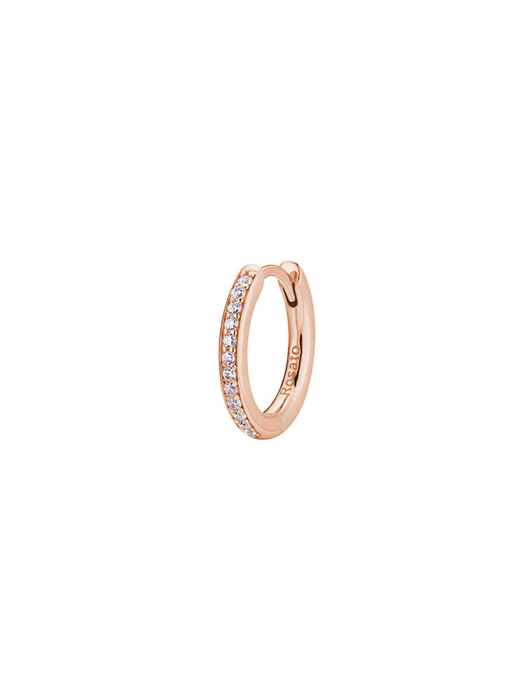 MONO ORECCHINO DONNA ALLEGRA A CERCHIETTO IN ARGENTO COLOR ORO ROSA E ZIRCONIA ROSATO