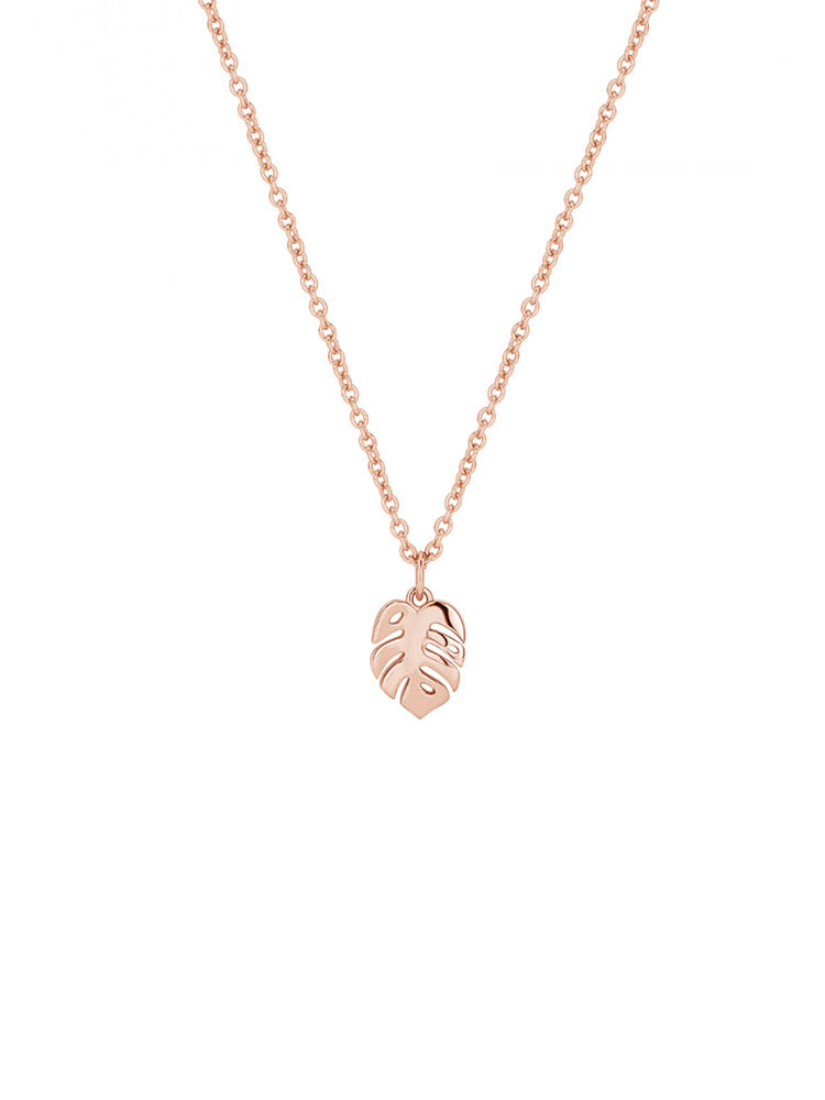 COLLANA DONNA ALLEGRA IN ARGENTO COLOR ORO ROSA CON FOGLIA ROSATO
