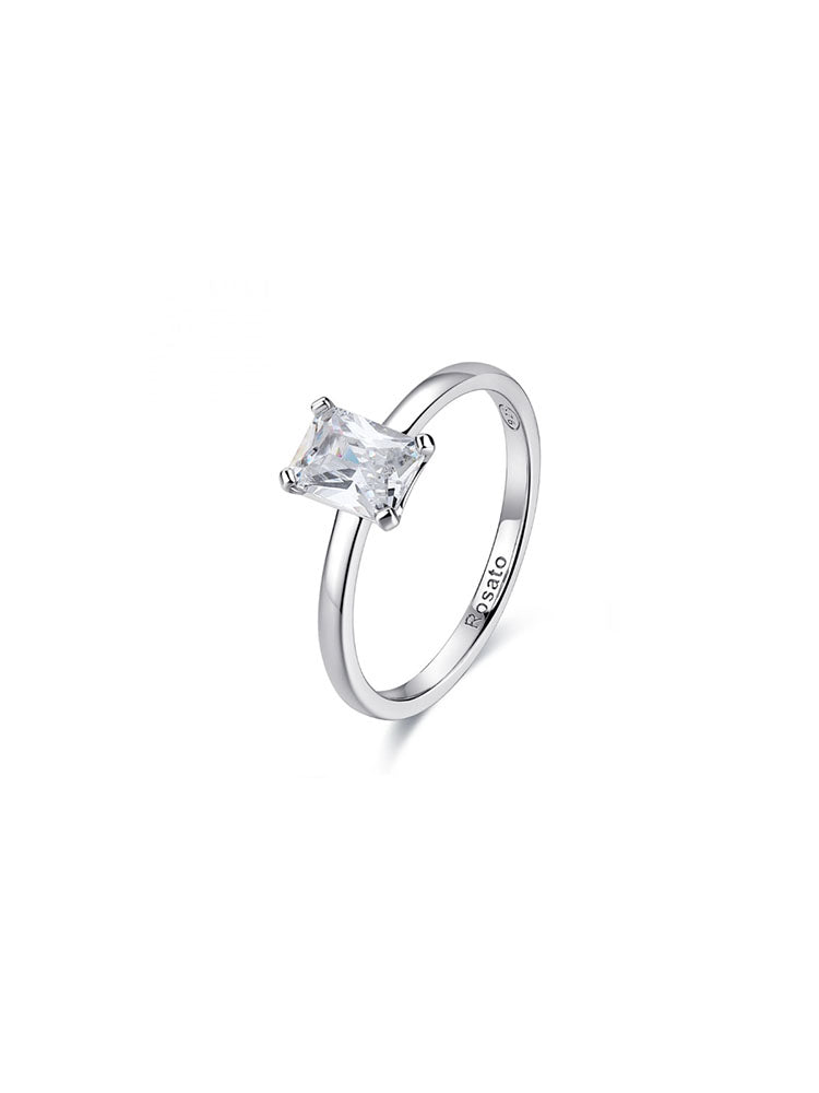 ANELLO DONNA ALLEGRA IN ARGENTO CON ZIRCONIA BIANCO RETTANGOLARE MIS 16 ROSATO