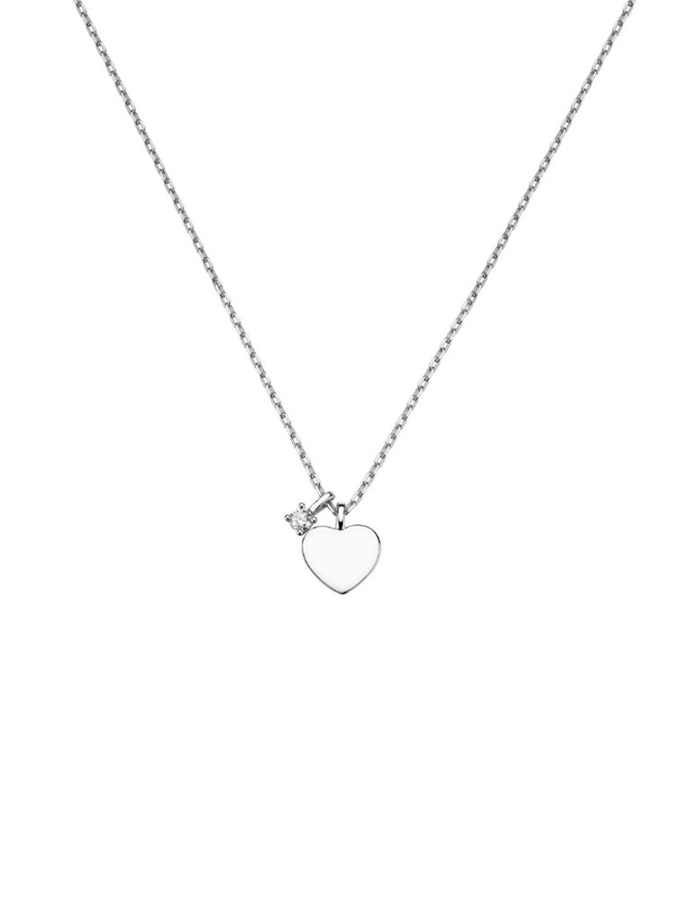 COLLANA DONNA IN ARGENTO CON CUORE E DIAMANTE LAB-GROWN ROSATO