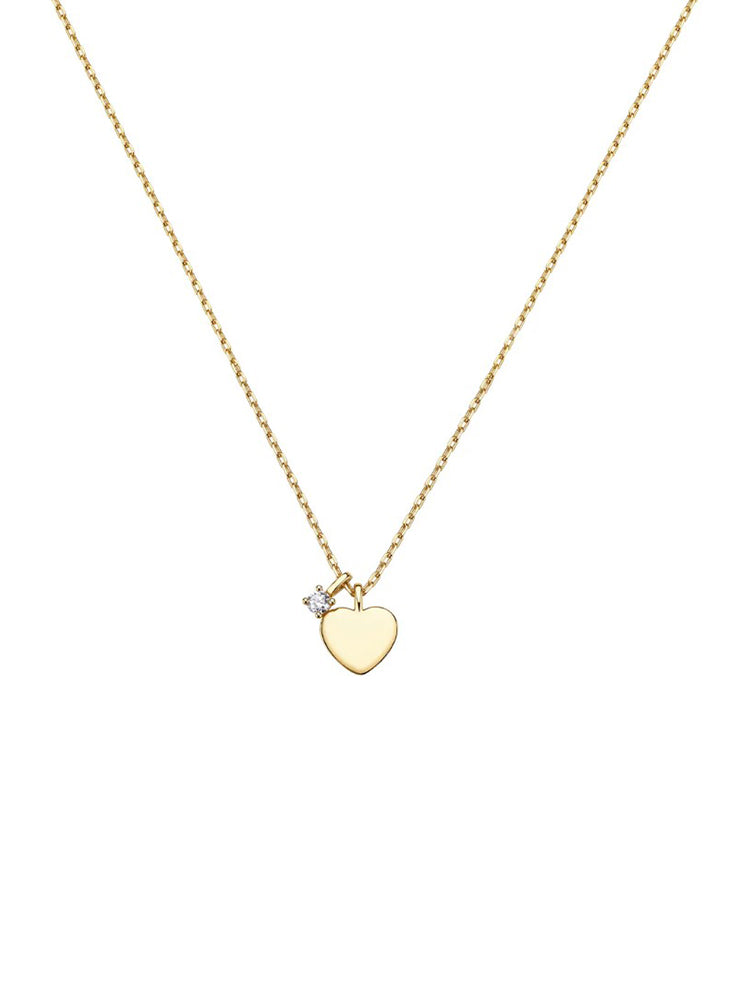 COLLANA DONNA IN ARGENTO DORATO CON CUORE E DIAMANTE LAB-GROWN ROSATO