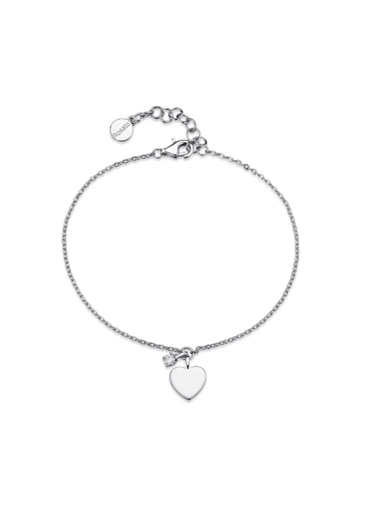 BRACCIALE DONNA IN ARGENTO CON CUORE E DIAMANTE LAB-GROWN ROSATO