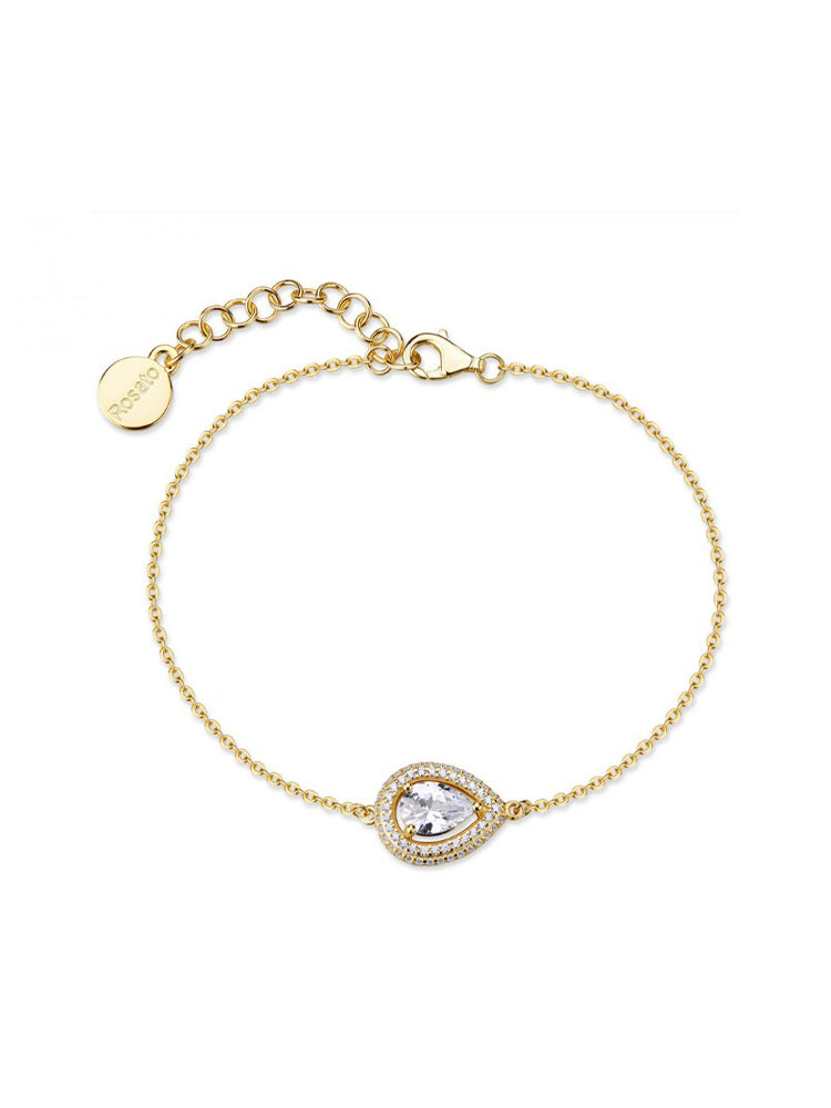 BRACCIALE DONNA ANNA IN ARGENTO DORATO CON ZIRCONE CENTRALE A GOCCIA ROSATO