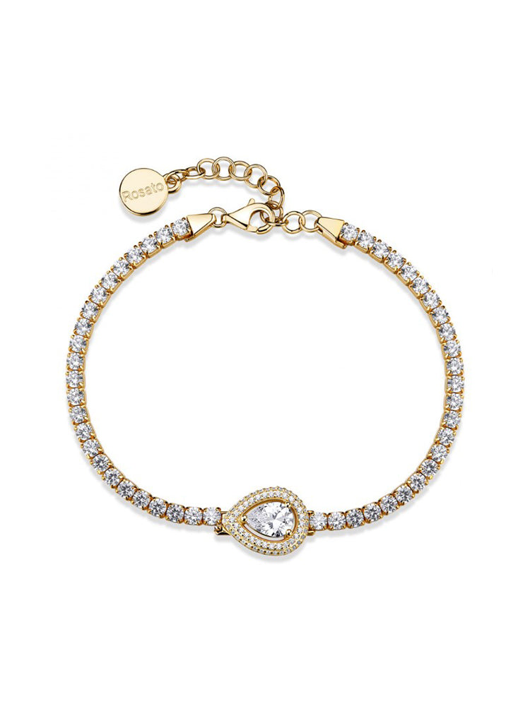 BRACCIALE DONNA ANNA TENNIS IN ARGENTO DORATO E ZIRCONI BIANCHI ROSATO