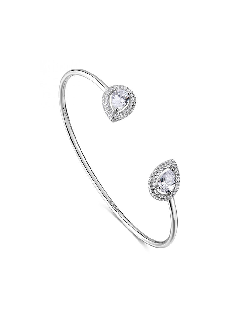 BRACCIALE DONNA ANNA RIGIDO APERTO IN ARGENTO CON ZIRCONI BIANCHI ROSATO