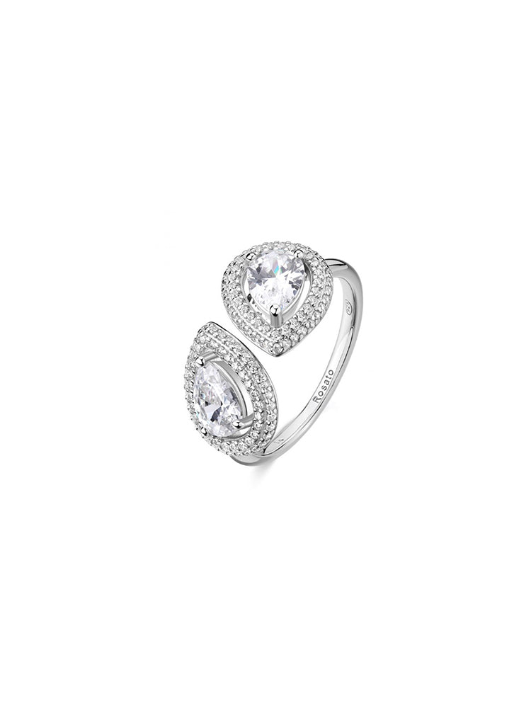 ANELLO DONNA ANNA APERTO IN ARGENTO CON ZIRCONI BIANCHI ROSATO