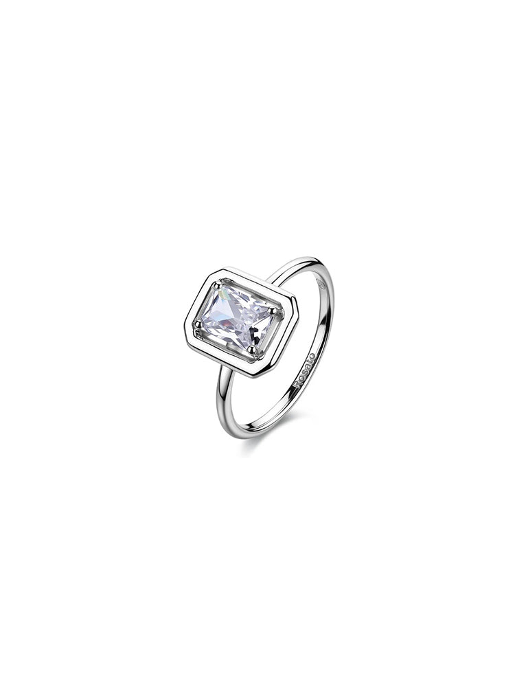 ANELLO DONNA ANNA IN ARGENTO CON ZIRCONE RETTANGOLARE MIS 16 ROSATO