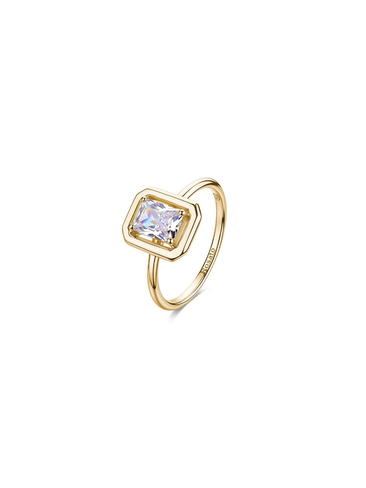 ANELLO DONNA ANNA CON ZIRCONE RETTANGOLARE MIS 16 ROSATO