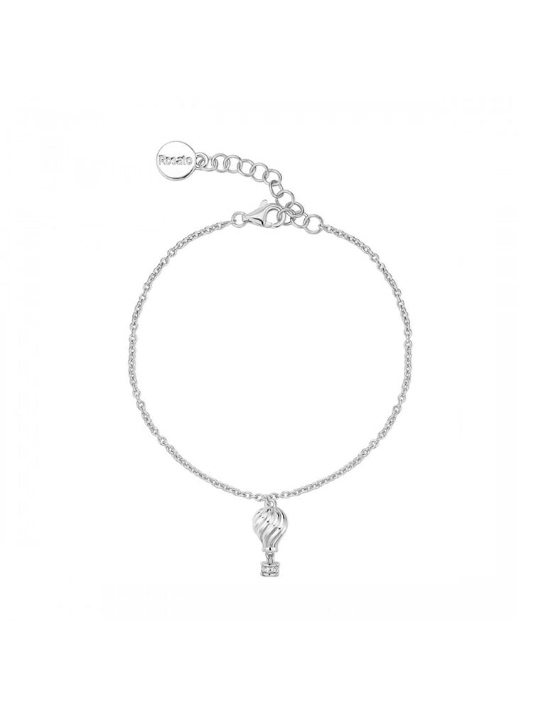 BRACCIALE DONNA MORBIDO IN ARGENTO CON CIONDOLO MONGOLFIERA ROSATO