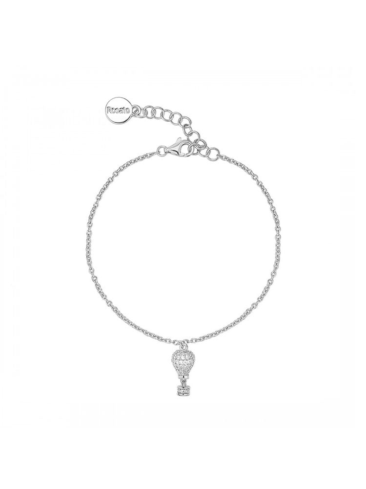 BRACCIALE DONNA MORBIDO IN ARGENTO CON CIONDOLO MONGOLFIERA IN PAVE' ROSATO