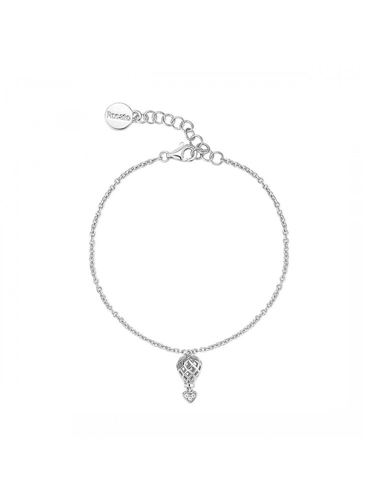 BRACCIALE DONNA MORBIDO IN ARGENTO CON CIONDOLO MONGOLFIERA TRAFORATO ROSATO