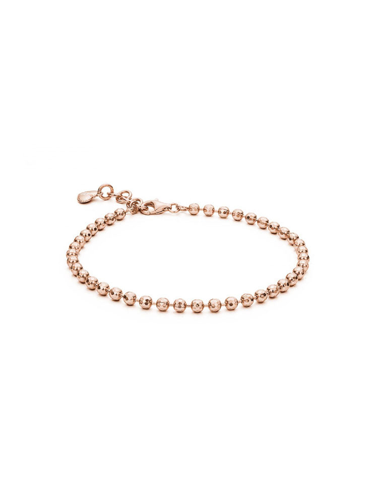 BRACCIALE DONNA STORIE COMPONIBILE IN ARGENTO COLOR ORO ROSA CON SFERE ROSATO