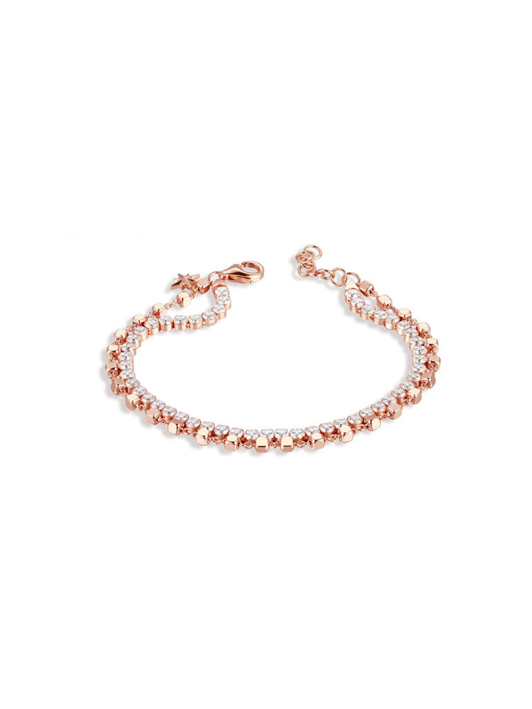 BRACCIALE DONNA STORIE COMPONIBILE DOPPIA CATENA IN ARGENTO ROSATO