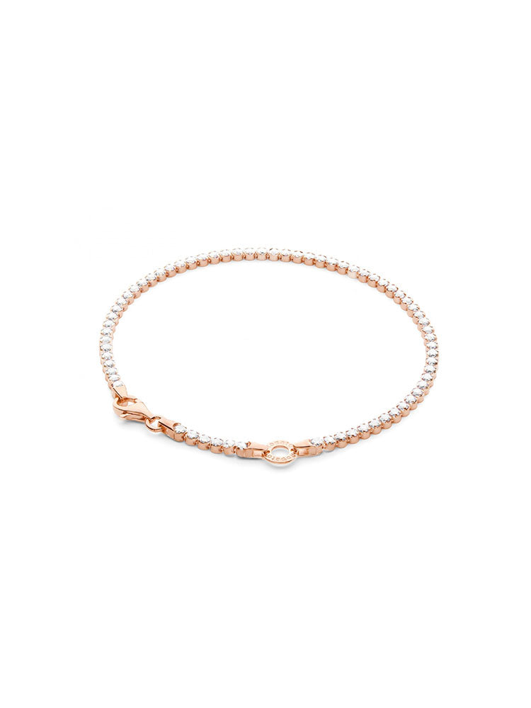 BRACCIALE DONNA STORIE TENNIS IN ARGENTO COLOR ORO ROSA E ZIRCONIA BIANCHI ROSATO