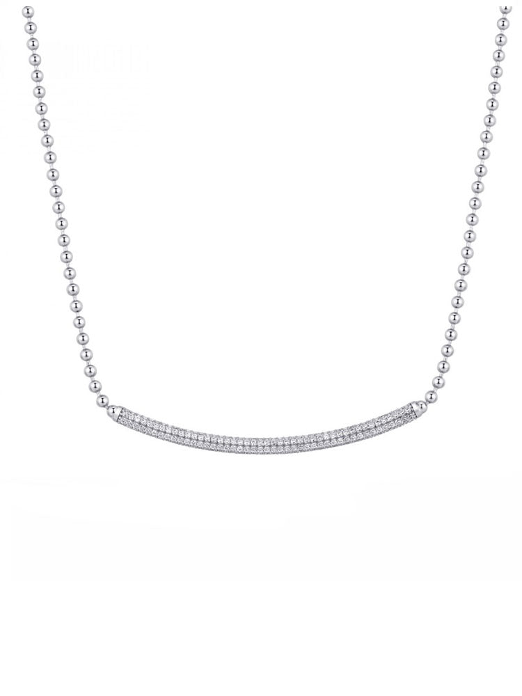 COLLANA DONNA PENDENTE IN ARGENTO CON SFERE E PARTE CENTRALE CON ZIRCONI BIANCHI ROSATO