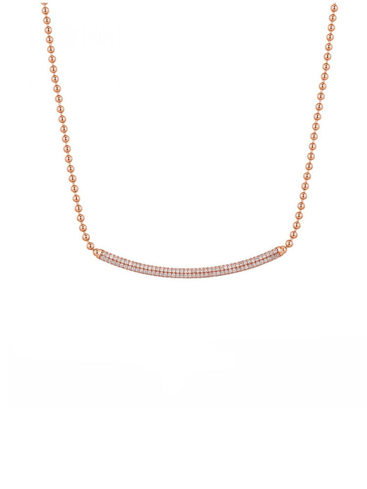COLLANA DONNA PENDENTE IN ARGENTO PLACCATO ORO ROSA CON DETTAGLIO CENTRALE CON ZIRCONI BIANCHI ROSATO