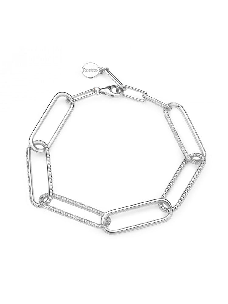 BRACCIALE DONNA BIANCA IN ARGENTO A CATENA ROSATO