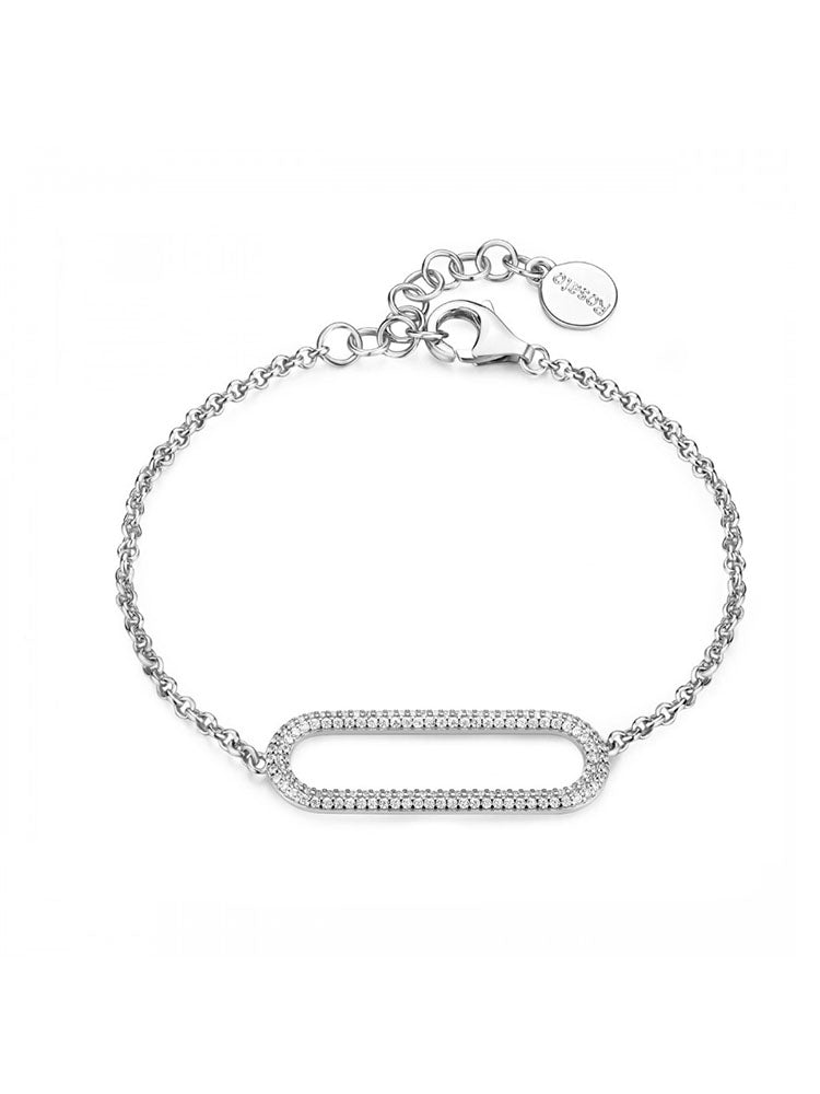 BRACCIALE DONNA MORBIDO IN ARGENTO CON PARTICOLARE CENTRALE CON ZIRCONI BIANCHI ROSATO