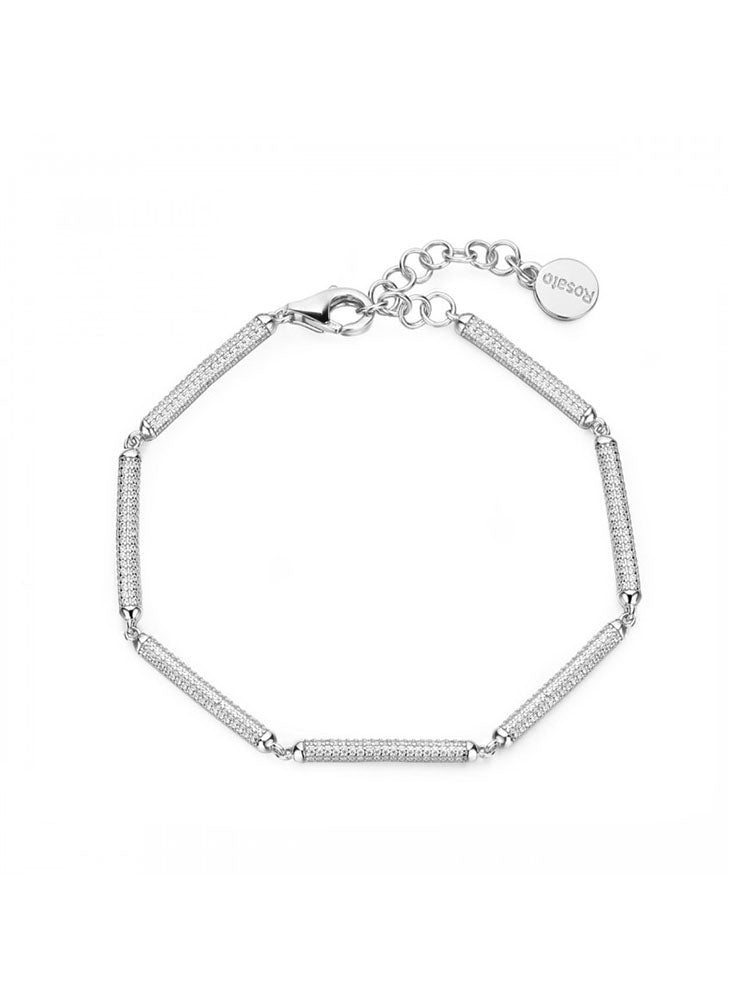 BRACCIALE DONNA MORBIDO IN ARGENTO CON ZIRCONI BIANCHI ROSATO