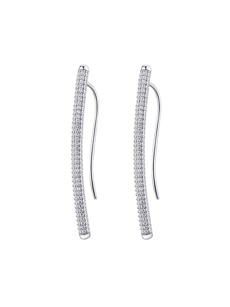 ORECCHINI DONNA BIANCA LUNGHI IN ARGENTO E PAVE' DI ZIRCONIA BIANCHI ROSATO