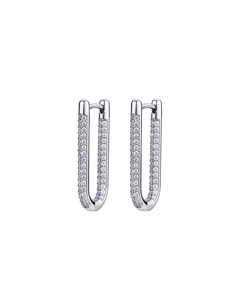 ORECCHINI DONNA BIANCA PENDENTI A U IN ARGENTO CON ZIRCONI BIANCHI ROSATO
