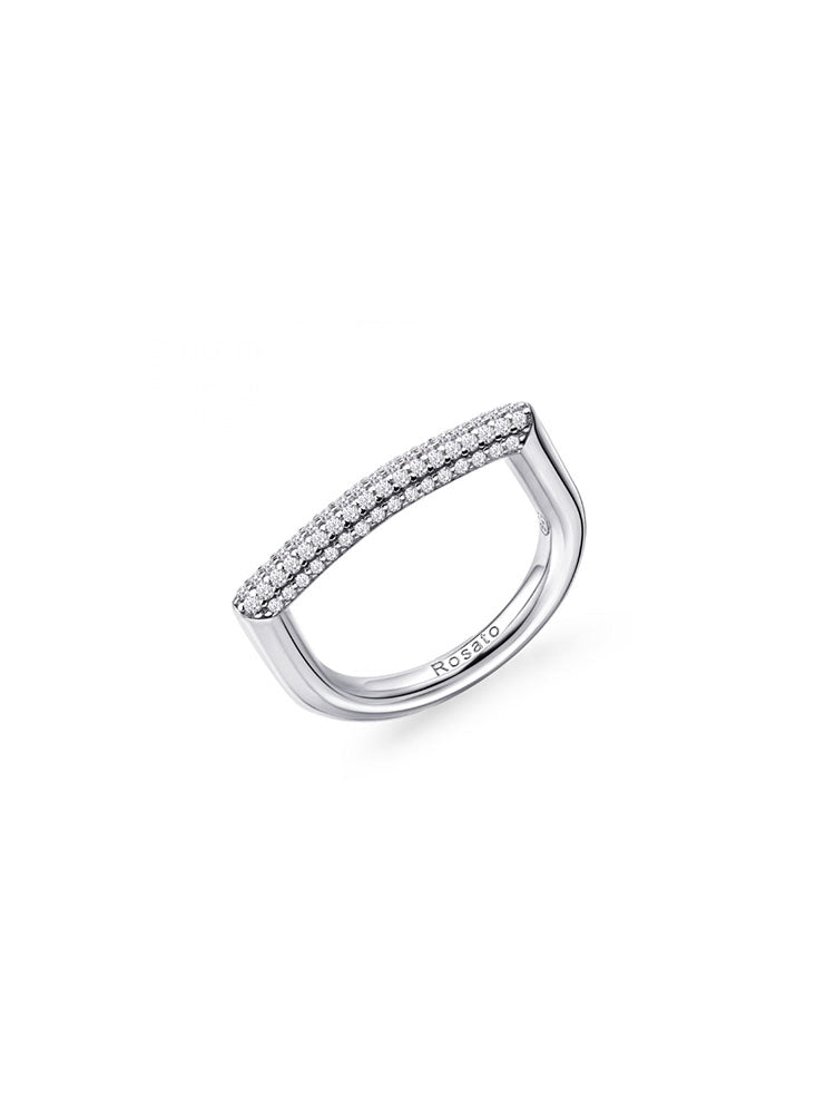 ANELLO DONNA BIANCA IN ARGENTO CON PAVE' DI ZIRCONIA BIANCHI MIS 16 ROSATO