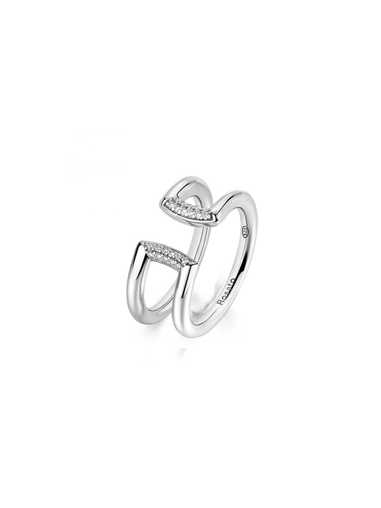 ANELLO DONNA BIANCA DOPPIO IN ARGENTO CON CUBIC ZIRCONIA BIANCHI MIS 16 ROSATO