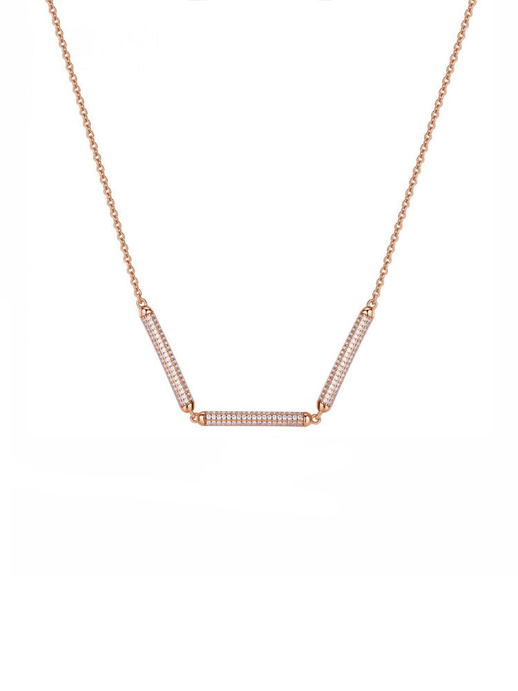 COLLANA DONNA GIROCOLLO IN ARGENTO PLACCATA IN ORO ROSA CON ZIRCONI ROSATO