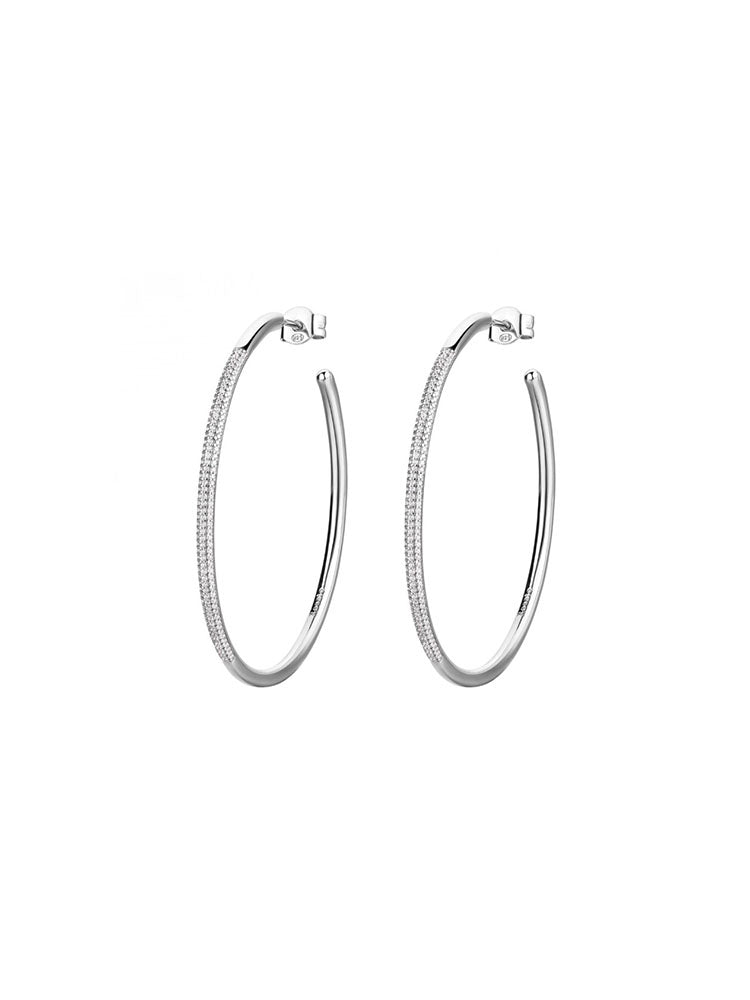 ORECCHINI DONNA A CERCHIO IN ARGENTO SILVER CON PICCOLI ZIRCONI BIANCHI ROSATO