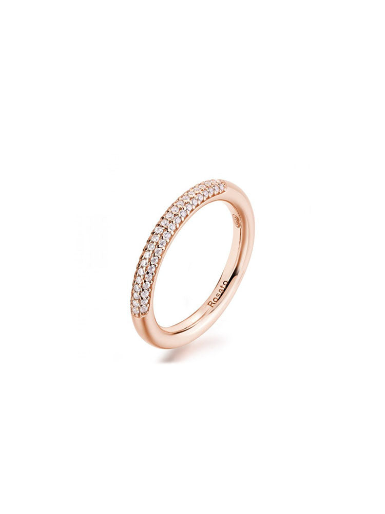 ANELLO DONNA FEDINA IN ARGENTO  PLACCATO IN ORO ROSA CON PAVE' BIANCHI MIS 16 ROSATO