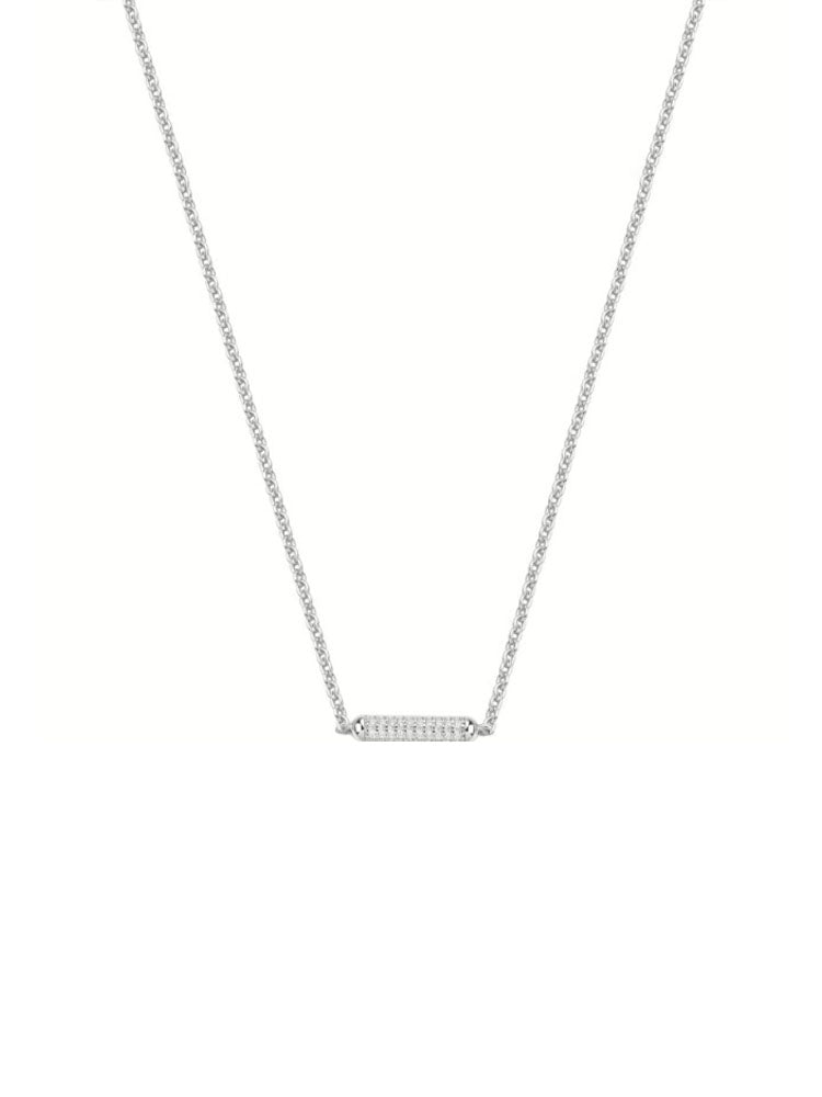 COLLANA DONNA IN ARGENTO FINITURA RODIATA CON CENTRALE IN PAVE' DI ZIRCONI BIANCHI ROSATO