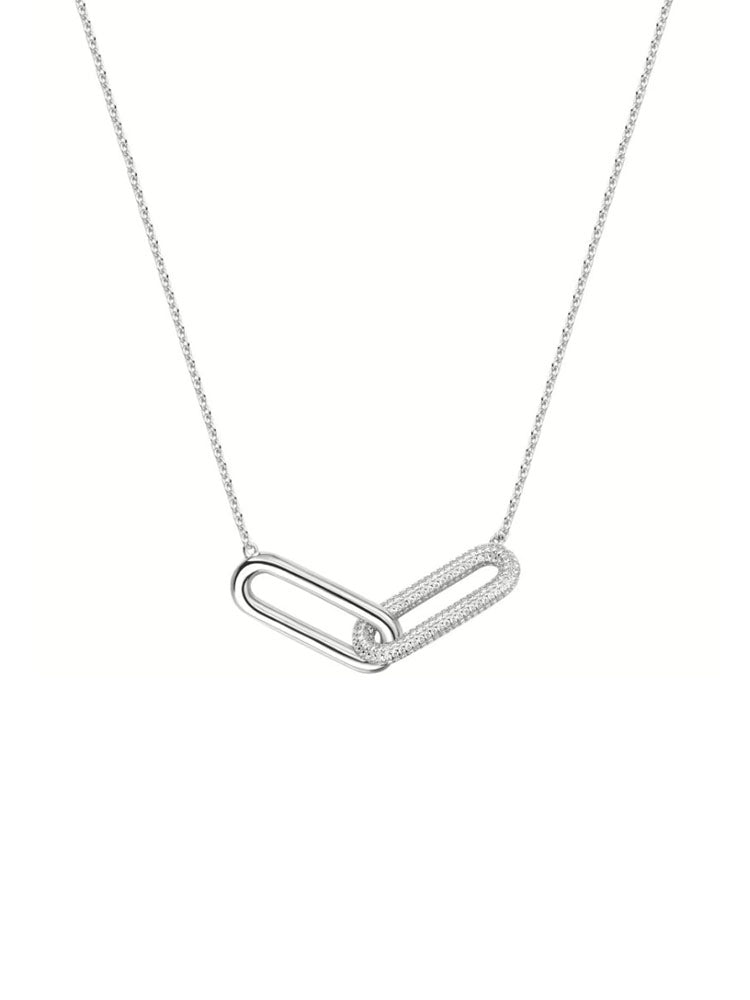 COLLANA DONNA IN ARGENTO CON FINITURA RODIATA E ZIRCONI BIANCHI ROSATO