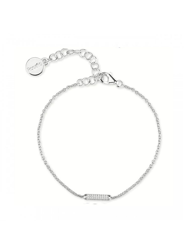 BRACCIALE DONNA IN ARGENTO CON ELEMENTO IN PAVE' DI ZIRCONI ROSATO
