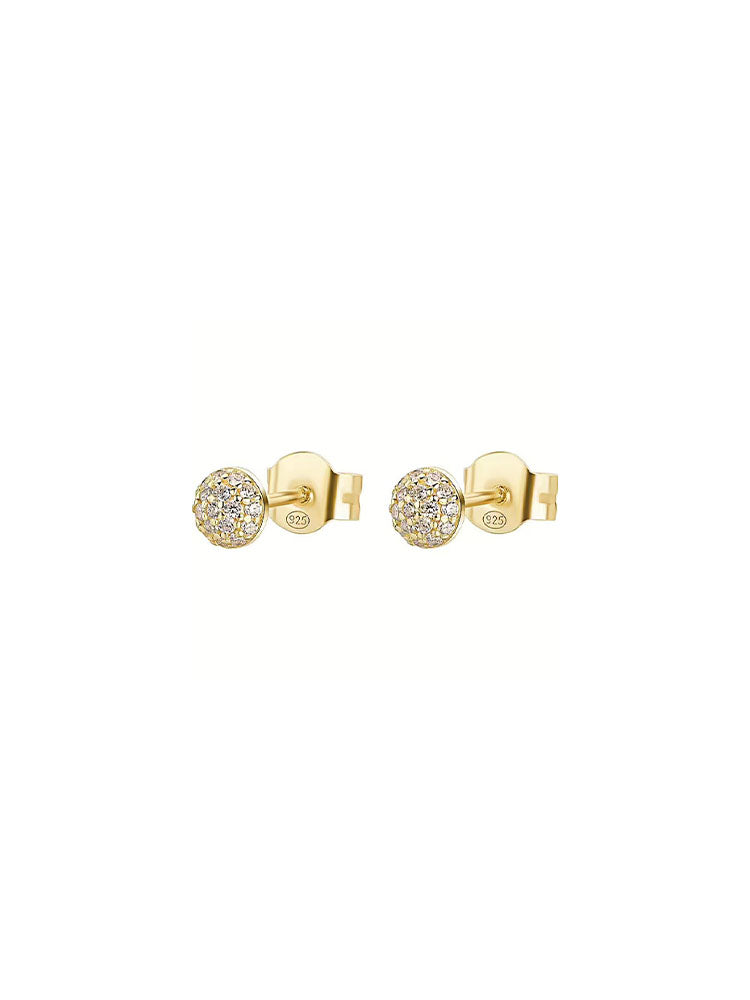 ORECCHINI DONNA PUNTO LUCE IN ARGENTO FINITURA ORO GIALLO CON PAVE' DI ZIRCONI BIANCHI ROSATO