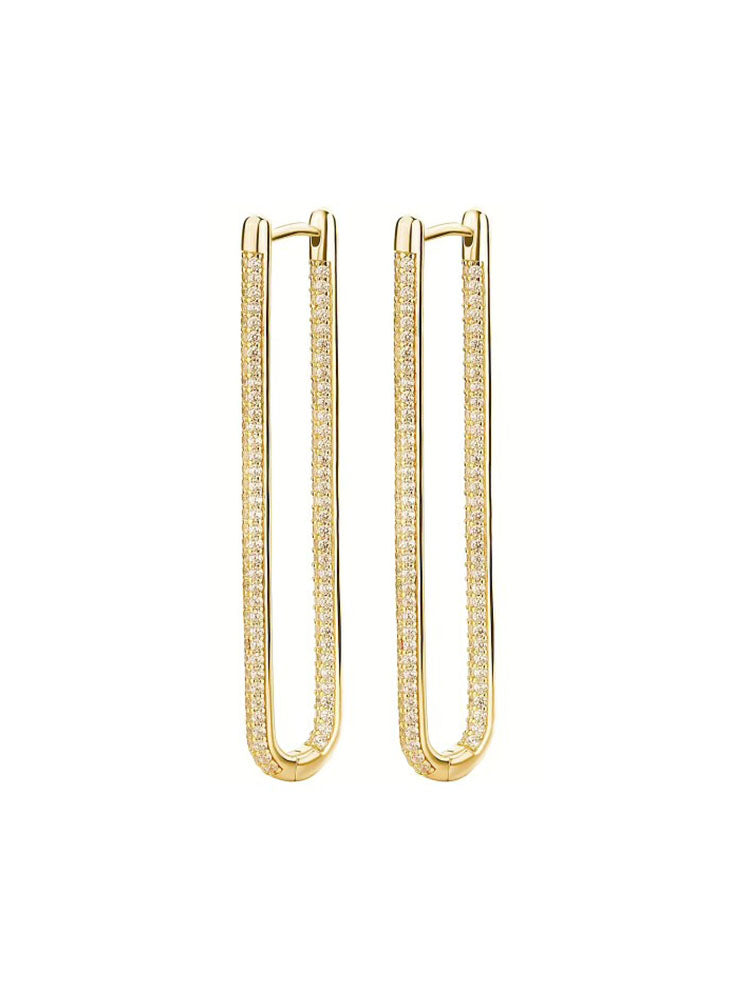 ORECCHINI DONNA IN ARGETNO COLOR ORO E ZIRCONI BIANCA ROSATO