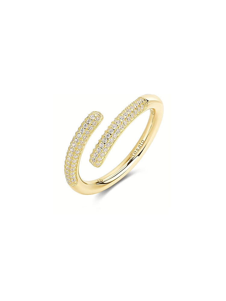 ANELLO DONNA APERTO IN ARGENTO FINITURA ORO GIALLO CON ZIRCONI MIS 16 ROSATO