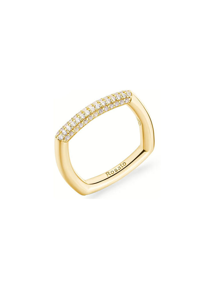 ANELLO DONNA IN ARGENTO COLOR ORO CON ZIRCONI MISURA 16 BIANCA ROSATO