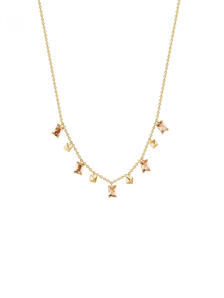 COLLANA DONNA CUBICA GIROCOLLO CON ZIRCONIA CHAMPAGNE PENDENTI ROSATO