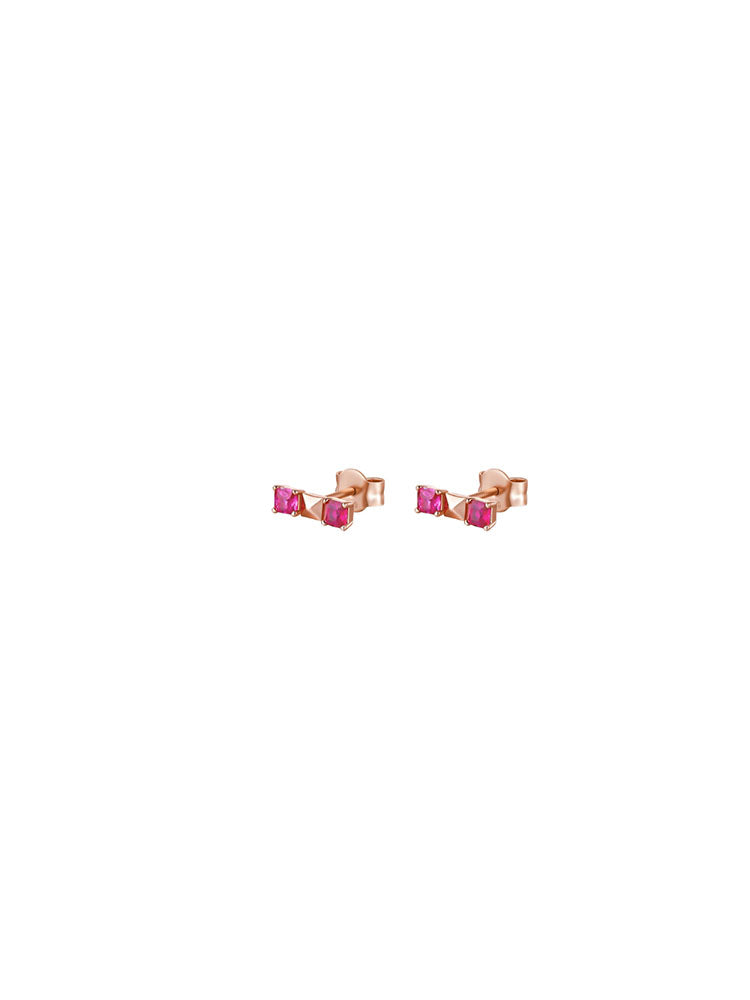 ORECCHINI DONNA CUBICA A LOBO CON ZIRCONIA RUBINO ROSATO