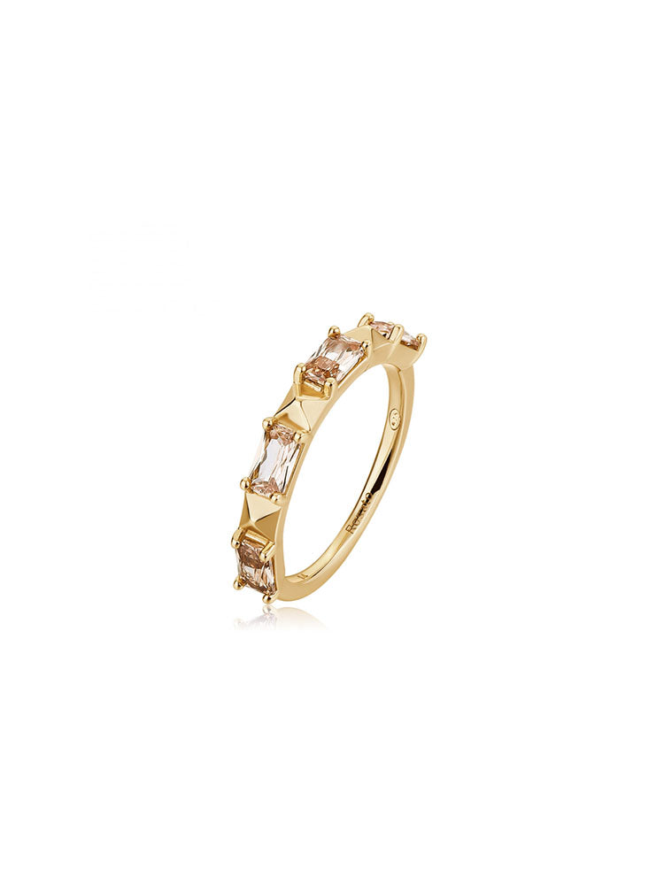 ANELLO DONNA CUBICA IN ARGENTO COLOR ORO E ZIRCONI CHAMPAGNE MIS 14 ROSATO
