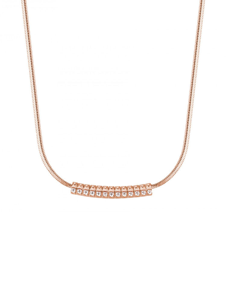 COLLANA DONNA CUBICA IN ARGENTO COLOR ORO ROSA E ZIRCONIA BIANCHI ROSATO