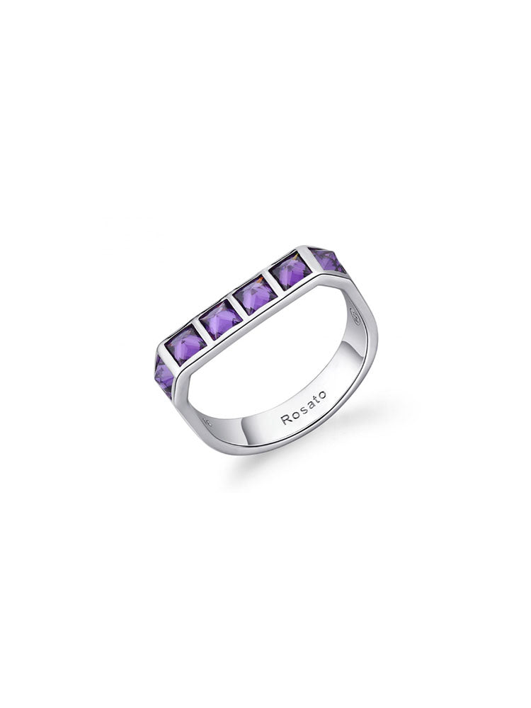 ANELLO DONNA CUBICA IN ARGENTO CON ZIRCONIA TANZANITE MIS 12 ROSATO