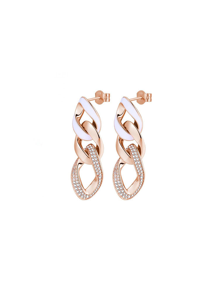 ORECCHINI DONNA PENDENTI IN ARGENTO PLACCATO IN ORO ROSA ROSATO