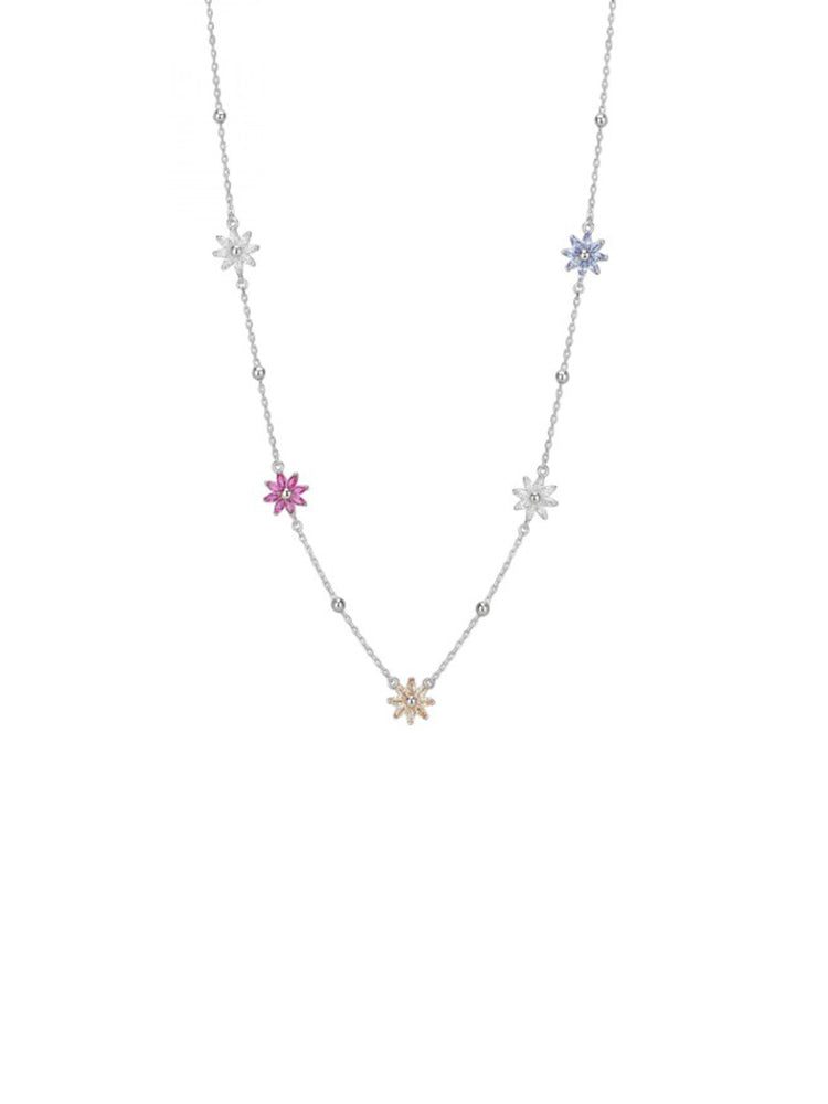 COLLANA DONNA GAIA IN ARGENTO CON FIORI MULTICOLOR ROSATO