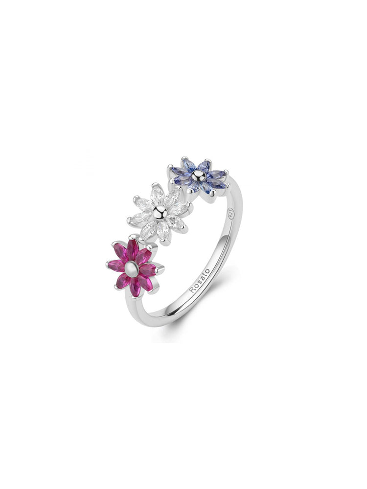 ANELLO DONNA GAIA IN ARGENTO CON FIORI MULTICOLOR MIS 14 ROSATO