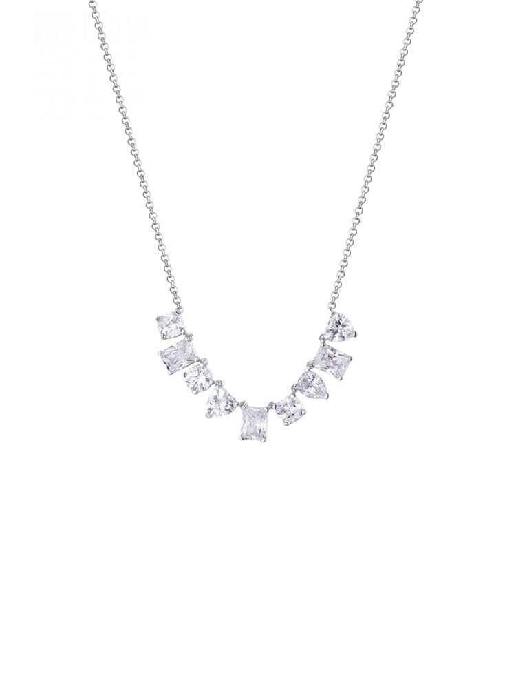 COLLNA DONNA GEMMA IN ARGENTO CON ZIRCONIA BIANCHI PENDENTI ROSATO
