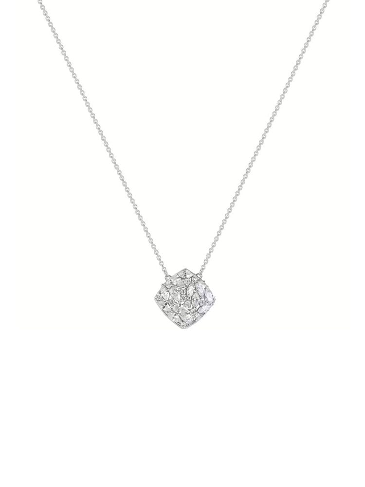 COLLANA DONNA IN ARGENTO A CATENA CON PENDENTE CENTRALE DI ZIRCONI BIANCHI COLLEZIONE GEMMA ROSATO