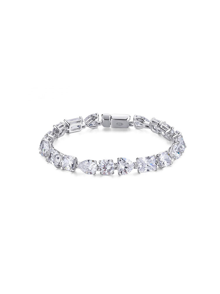 BRACCIALE DONNA TENNIS IN ARGENTO CON ZIRCONI GRANDI BIANCHI ROSATO