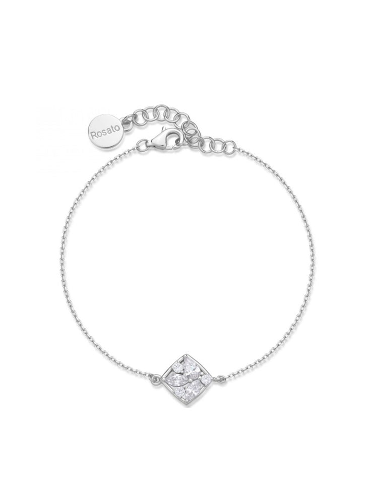 BRACCIALE DONNA IN ARGENTO CON ROMBO CENTRALE ROSATO