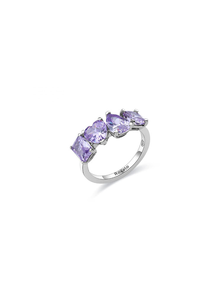 ANELLO DONNA GEMMA IN ARGENTO CON ZIRCONI LAVANDA MIS 14 ROSATO